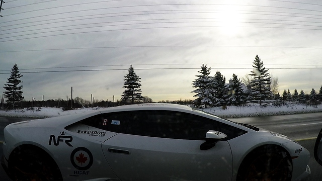 Lamborghini on the highway displays awesome power