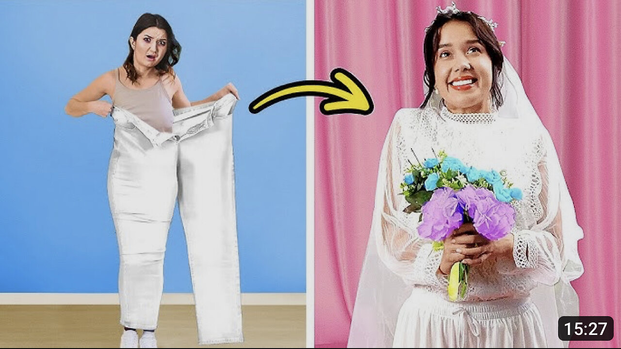 Wedding Dress from Pants! 👗 Upgrade your old clothes in few seconds