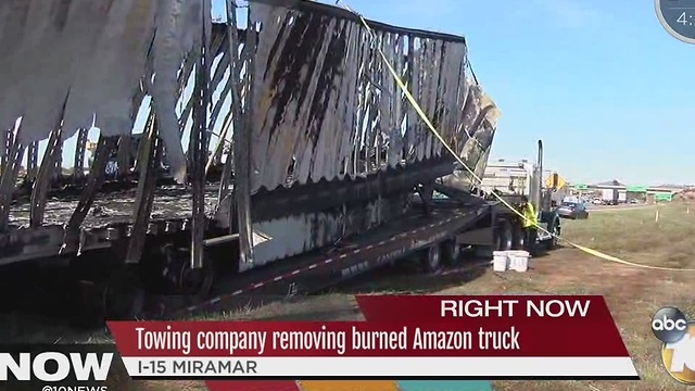 Burned Amazon Truck Can't Be Removed Wednesday