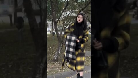 Beautiful Chinese Girl Wears Her Heavy Coat As Winter Arrives