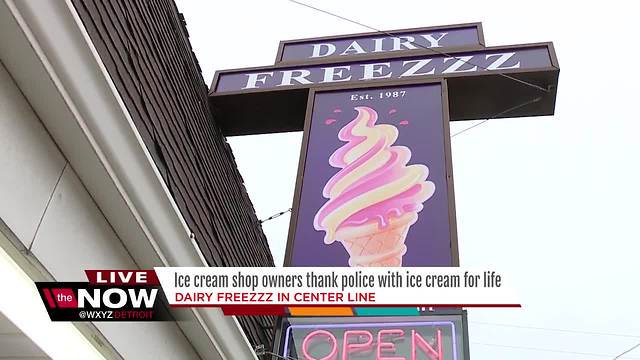 Metro Detroit ice cream shop owners thank police with ice cream for life