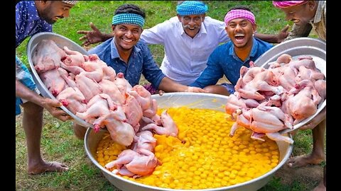 CHICKEN OMELETTE | Huge Eggs With Chicken Meat | Protein Rich Omelette Recipe Cooking Village