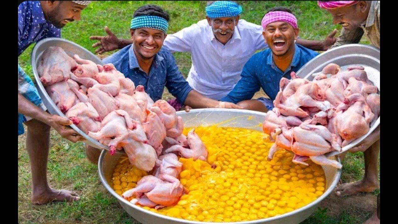 CHICKEN OMELETTE | Huge Eggs With Chicken Meat | Protein Rich Omelette Recipe Cooking Village