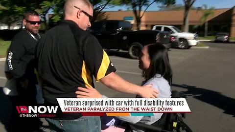 Veteran with spinal injury receives donated car from family of double Purple Heart recipient