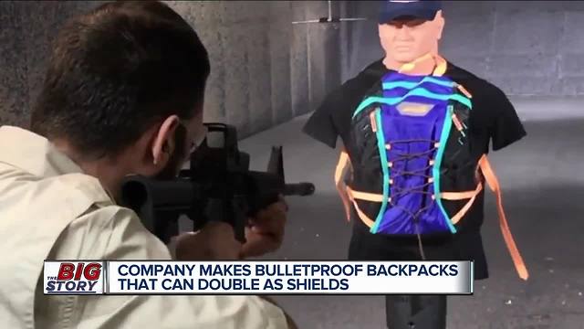 Company makes bulletproof backpacks that can double as shields