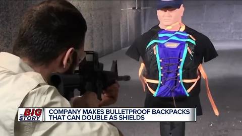 Company makes bulletproof backpacks that can double as shields