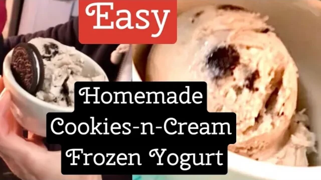 Creamy Easy Homemade Cookies-n-Cream Frozen Yogurt 🍨😋🍦#video #viral #trending #diy