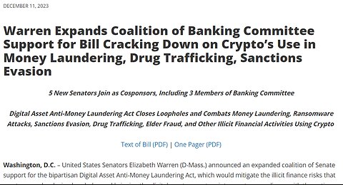 Warren cracking down on crypto bill
