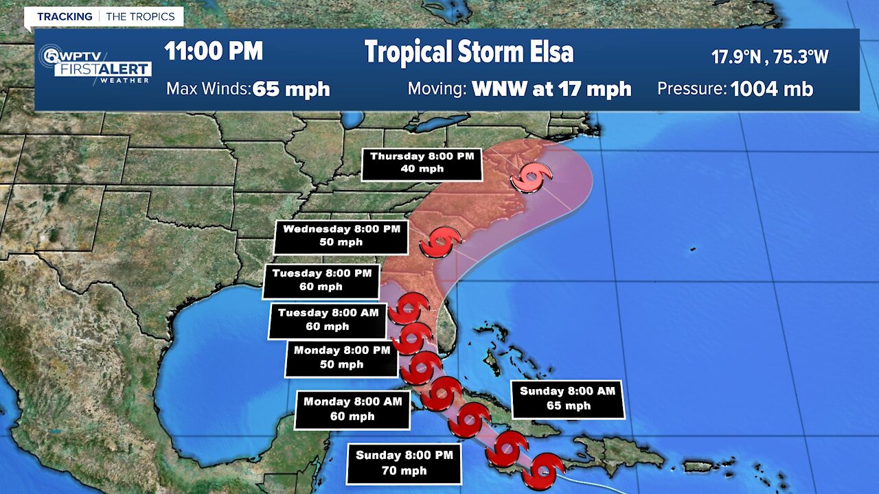 Tropical Storm Elsa continues to weaken