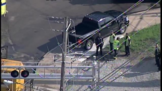 Cleveland train vs truck fender bender