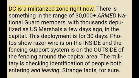 DC IS A MILITARIZED ZONE RIGHT NOW