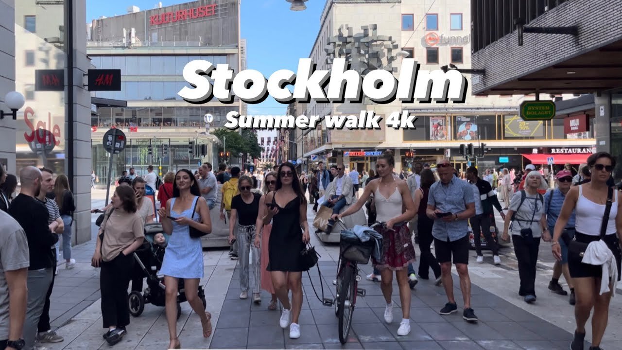 Stockholm, Sweden 4K Summer Walk Old Town Drottninggatan.