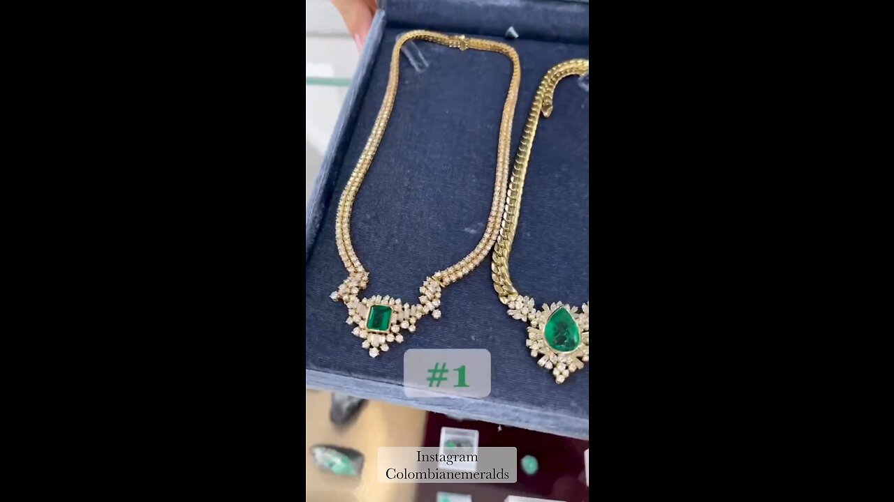 2 massive statement pieces showcasing fine quality Colombian emeralds & diamonds 18K gold