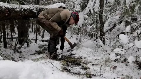 18 ===== SOLO BUSHCRAFT CAMP 4 Items Only Natural Shelter Wild Game Over the Fire