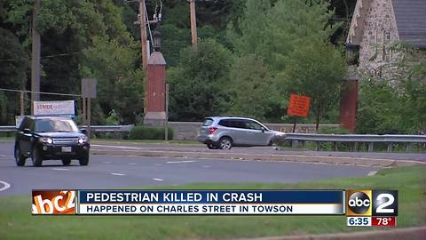 Pedestrian killed in crash overnight in Towson