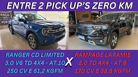 ENTRE 2 CARROS - FORD RANGER CD LIMITED X RAM RAMPAGE LARAMIE - POTÊNCIA OU PREÇO?