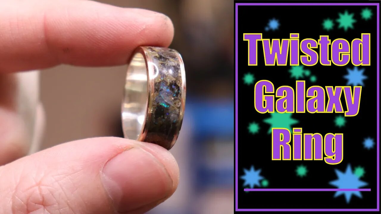 Twisted Galaxy Ring - Opal, Onyx and Mokume-gane