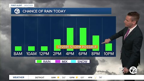 Metro Detroit Forecast: Thursday thunderstorms after 2pm, some could be severe