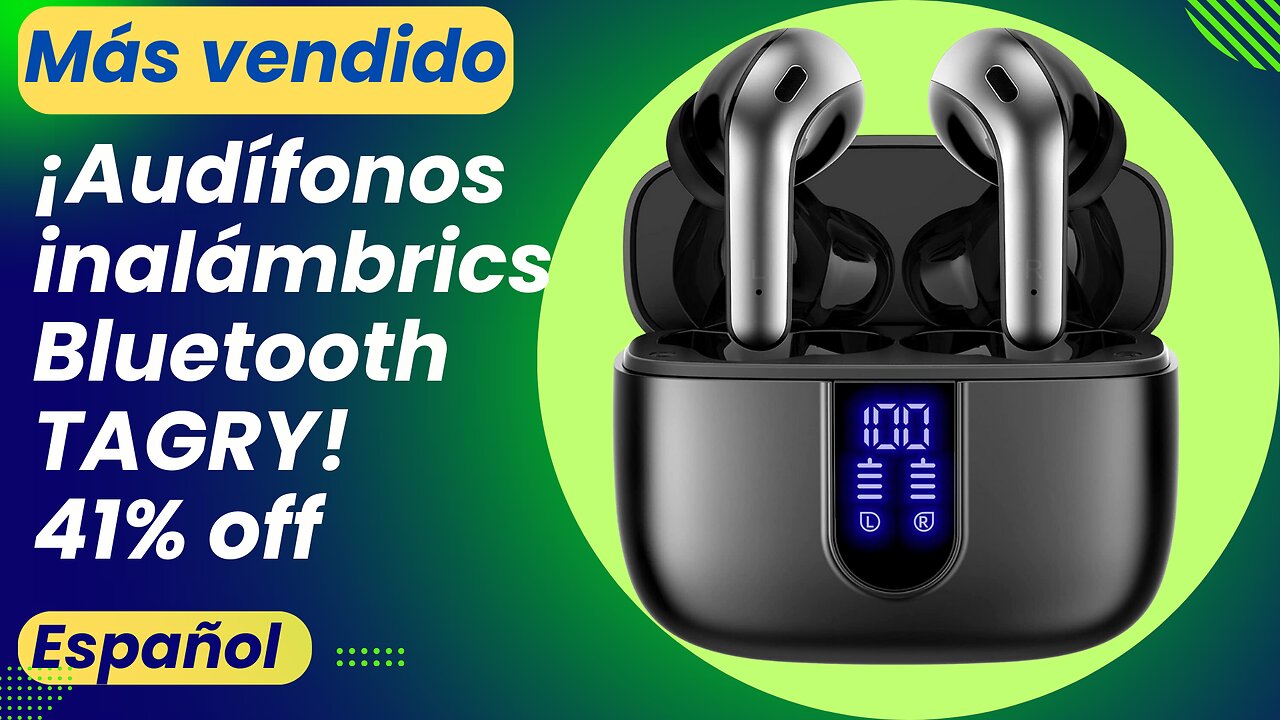 ¡Audífonos inalámbricos Bluetooth TAGRY! 41% off