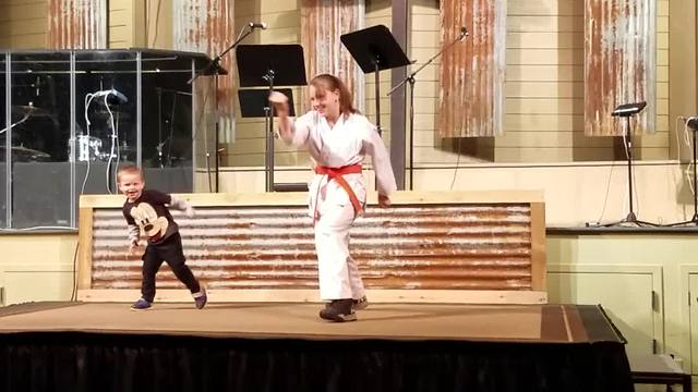 Tot Boy Steals His Big Sister’s Karate Show