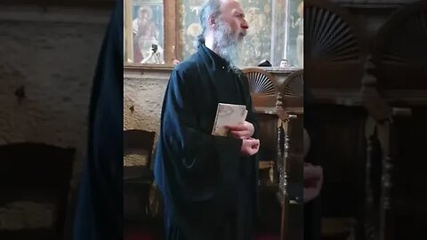 Blind Orthodox monk Chanting Fr. Jeremiah of Decani, Serbian Orthodox Monastery, Metohia, Serbia