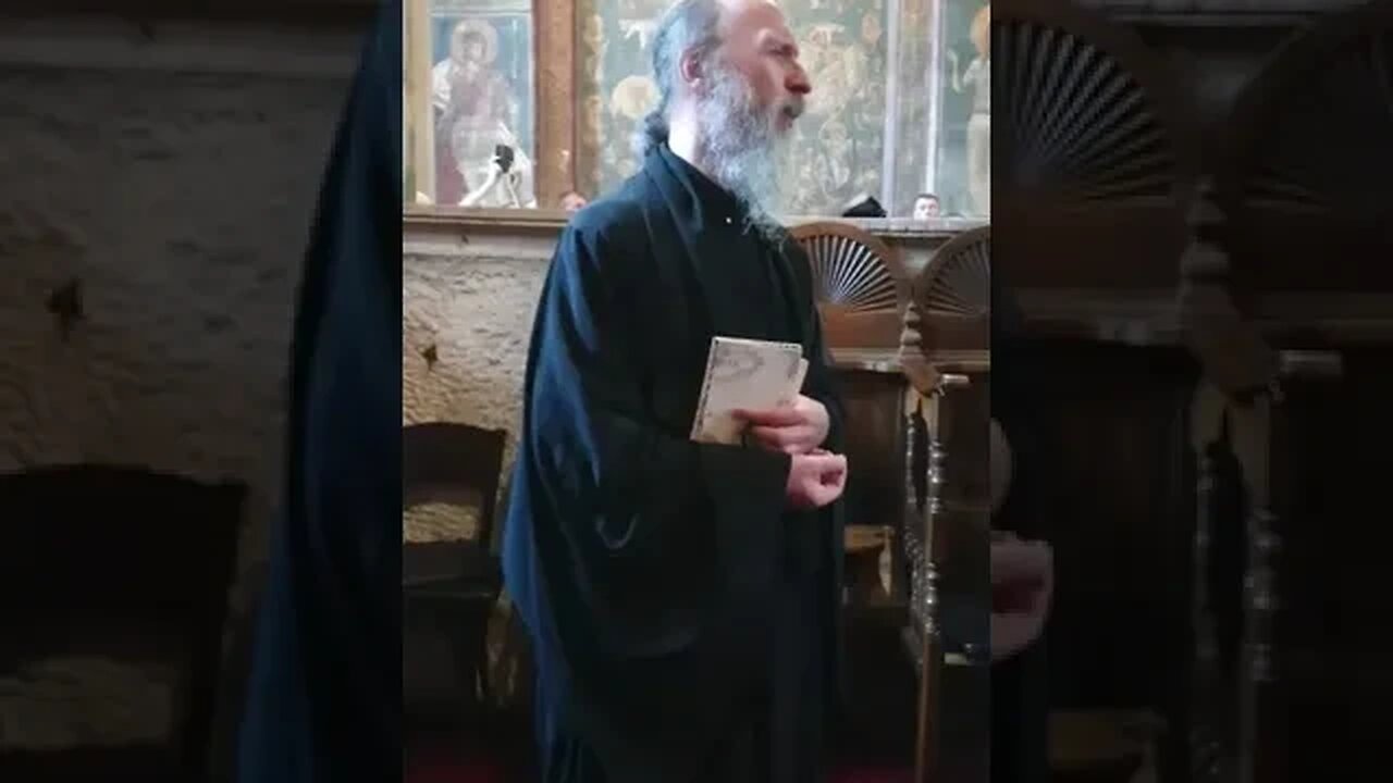 Blind Orthodox monk Chanting Fr. Jeremiah of Decani, Serbian Orthodox Monastery, Metohia, Serbia