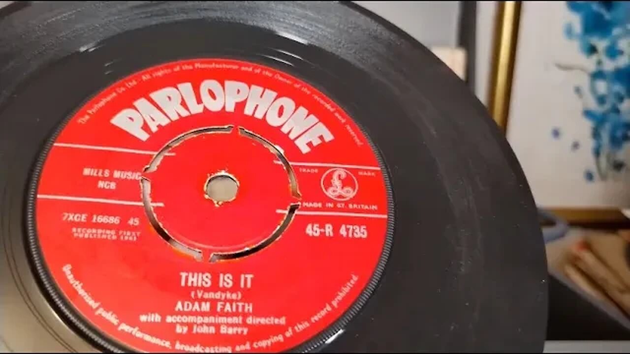 This Is It ~ Adam Faith ~ 1961 Parlophone 45rpm Vinyl Single ~ 1963 Bush SRP31D Record Player