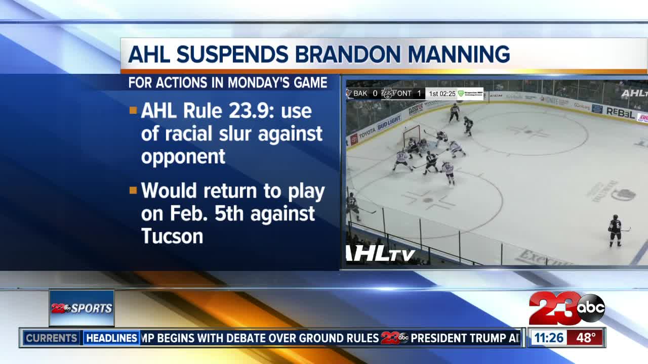 AHL suspends Condors' Brandon Manning for five games