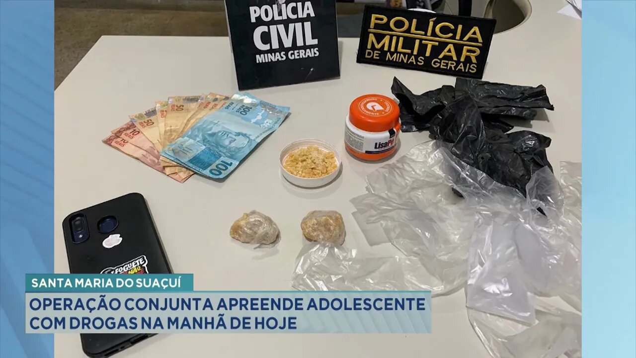 Sta. Maria do Suaçuí: Operação Conjunta apreende Adolescente com Drogas na Manhã de Hoje.