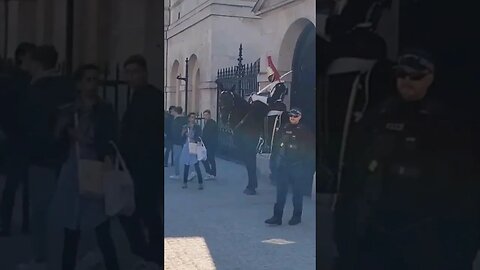 The kings guard shouts Shouts at her twice #horseguardsparade