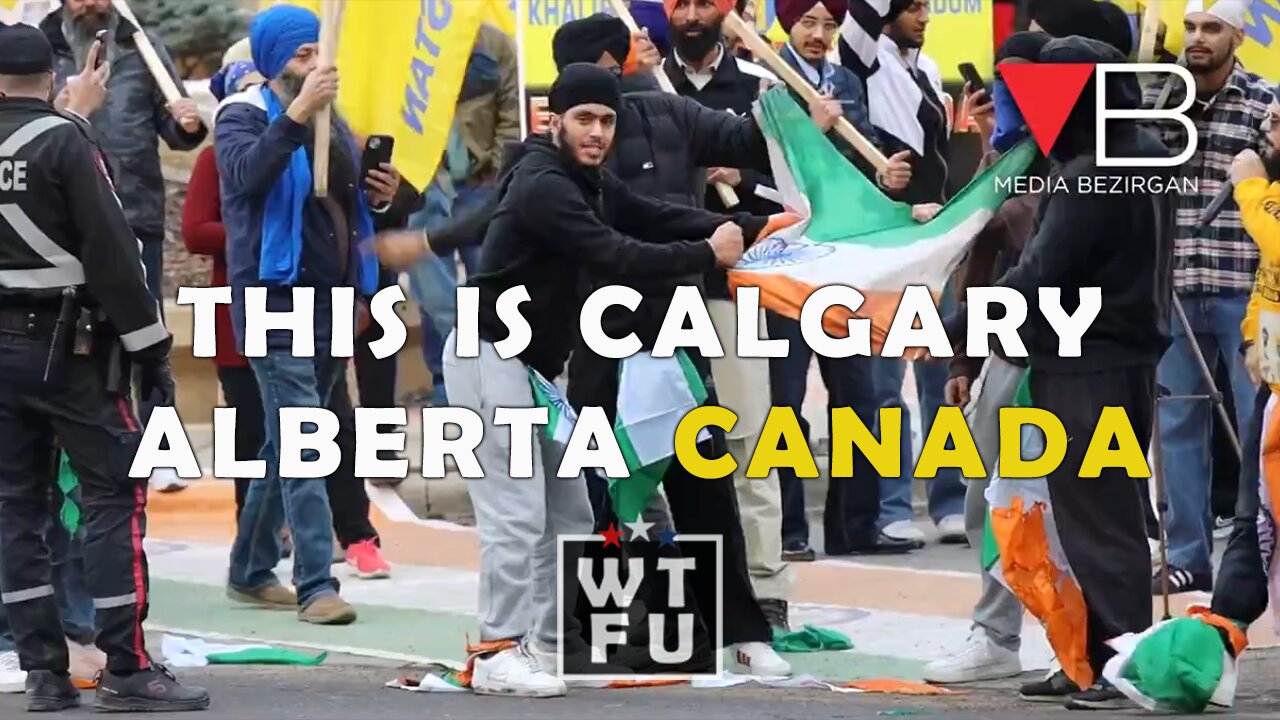Khalistan supporters use their daggers, swords, and spears to rip apart Indian flags
