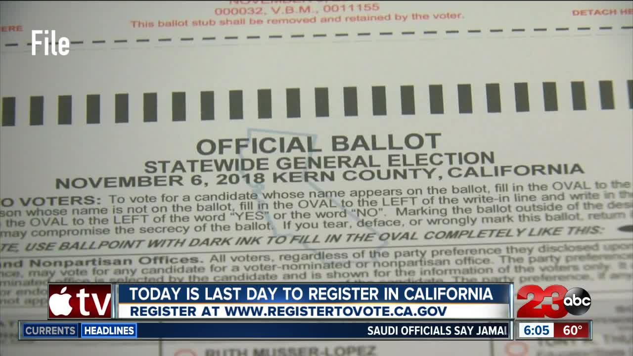 Last day to register to vote for 2018 midterms