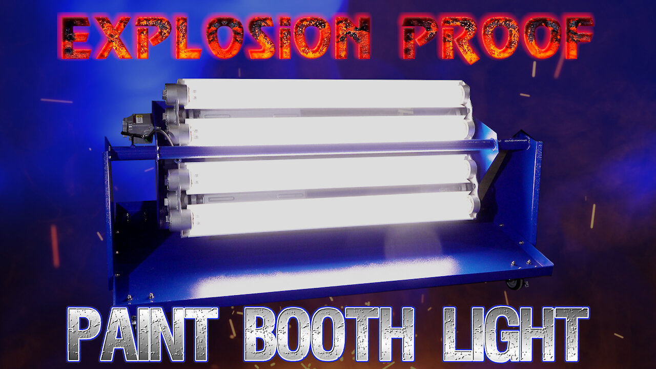 Paint Booth Light Cart with Wheels - 40,000 Lumens - 4' 8 Lamp Explosion Proof Fluorescent