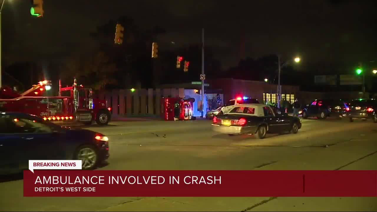 Ambulance carrying a patient involved in roll-over accident on Detroit's' west side