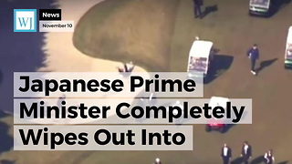 Japanese Prime Minister Completely Wipes Out Into a Bunker While Playing Golf With Trump