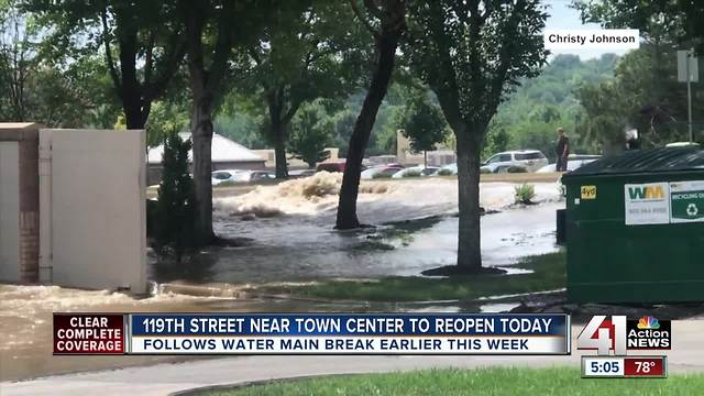 Westbound lane of 119th Street in Leawood expected to reopen after Monday water main break