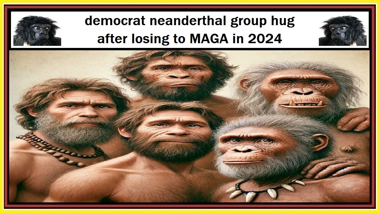 democrat neanderthal group hug after losing to MAGA in 2024