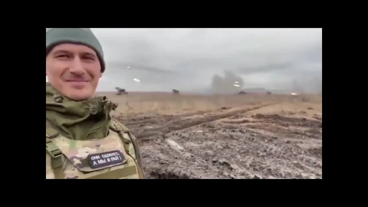 ★★★ A Russian Solider Films Multiple BM-21 GRADs Firing a Barrage of Rockets