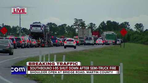 Semi fire causes delays on I-95 southbound in Martin Co.