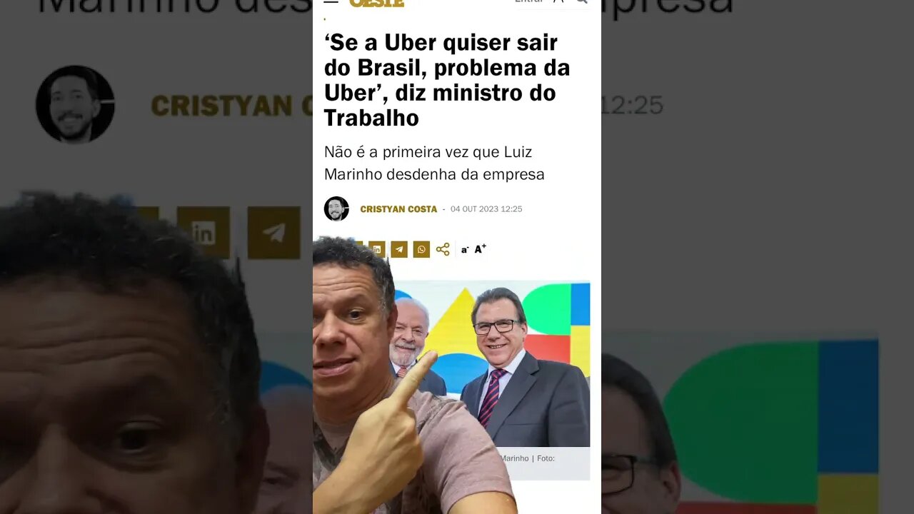 Se a UBER quiser sair do Brasil que saia, disse ministro do trabalho de Lula #shortsvideo