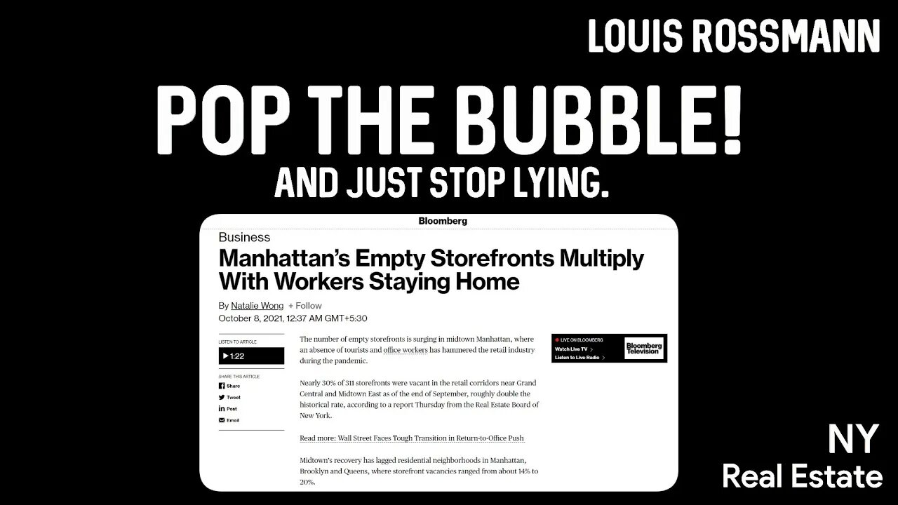 GO BACK TO WORK so NYC's commercial real estate bubble doesn't pop!