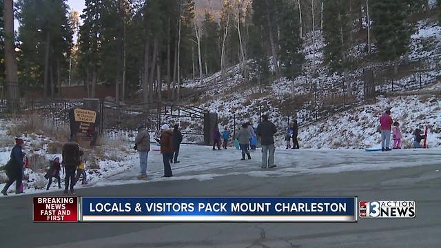 Folks flock to Mount Charleston before snow melts
