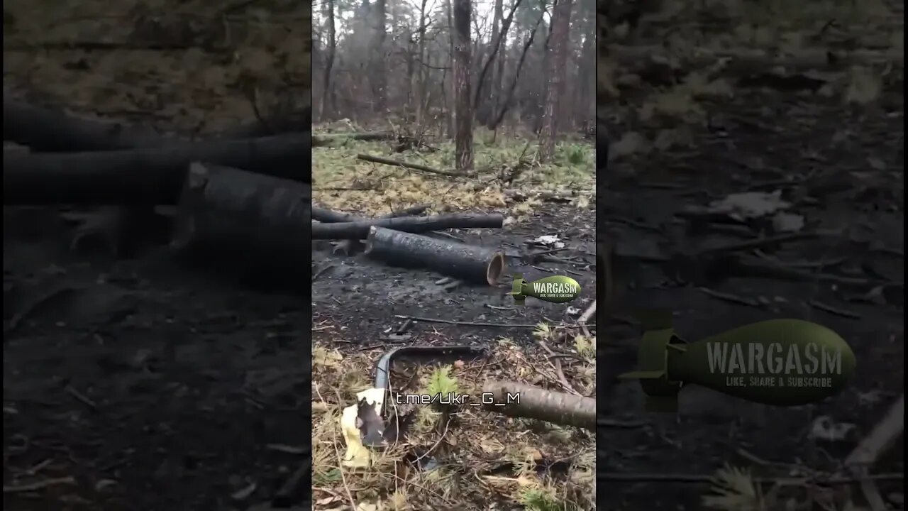 Armored vehcile made unrecognizable from artillery hit