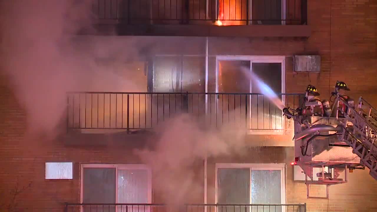 Firefighters battle apartment fire in the freezing cold in Woodmere