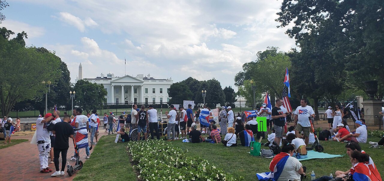 HAPPENING NOW: Hundreds outside White House to support anti-communist protests in Cuba...