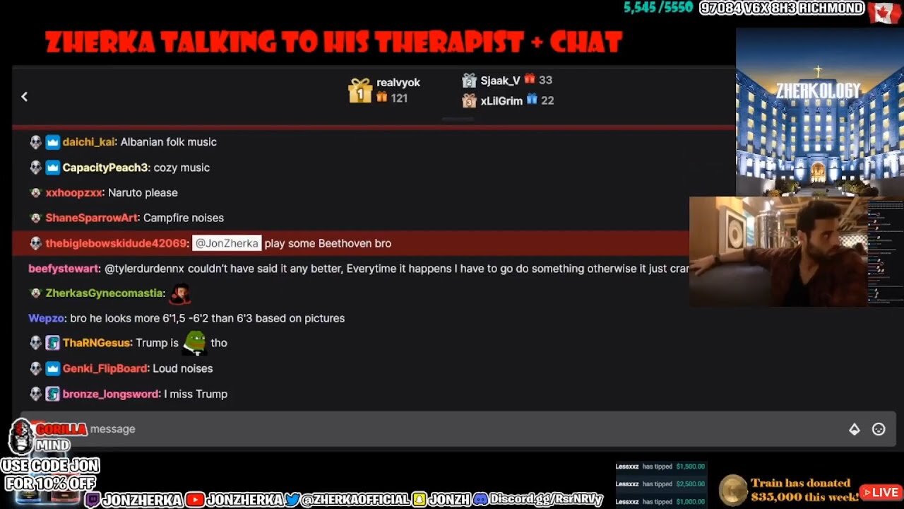 JON ZHERKA TALKING TO HIS THERAPIST + CHAT