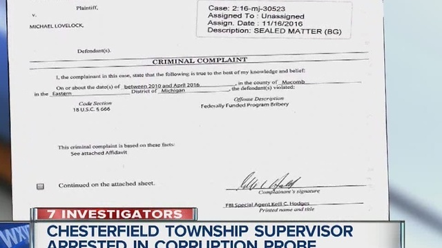 Chesterfield Township Supervisor arrested in corruption probe