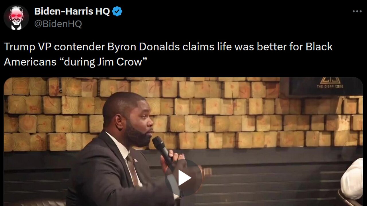 Biden Campaign, Hakeem Jeffries claim Byron Donalds said Blacks were better off during Jim Crow