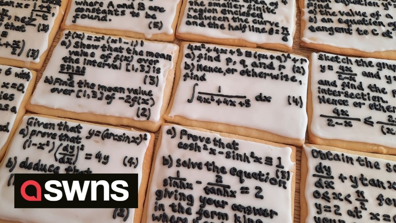 UK maths teacher wishes her students good luck before exams by baking algebra biscuits