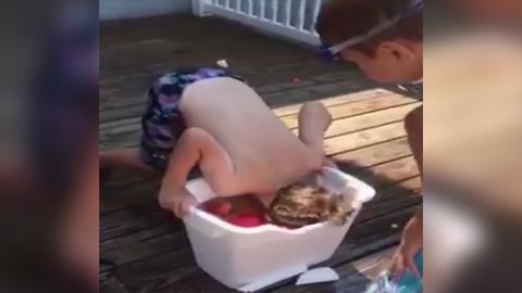 Little Boy Fails At Apple Bobbing